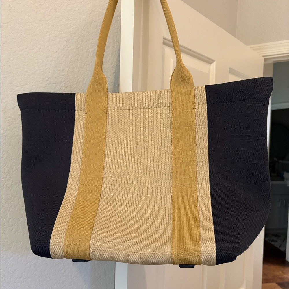 Rothy's Tan and Navy Canvas Tote